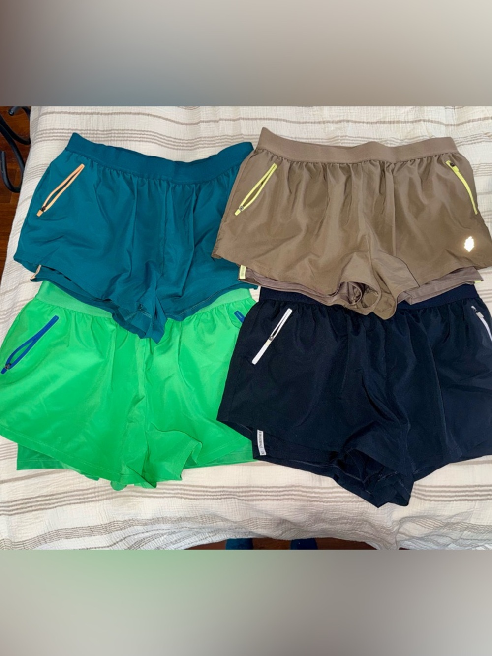Free People Athletic Shorts Bundle — Teal, Khaki, Lime, Black
